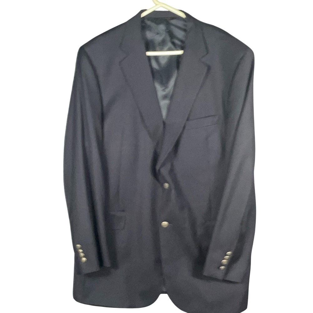 Jos A Bank Signature Gold Navy Blue Wool Blend Blazer Jacket Men's‎ 46L